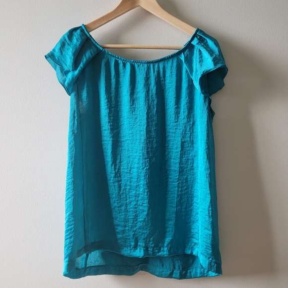Turquoise Short-sleeved Blouse - Picture 3 of 7